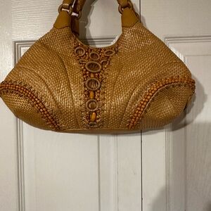 Elegant Tan Woven Cole Hahn Handbag